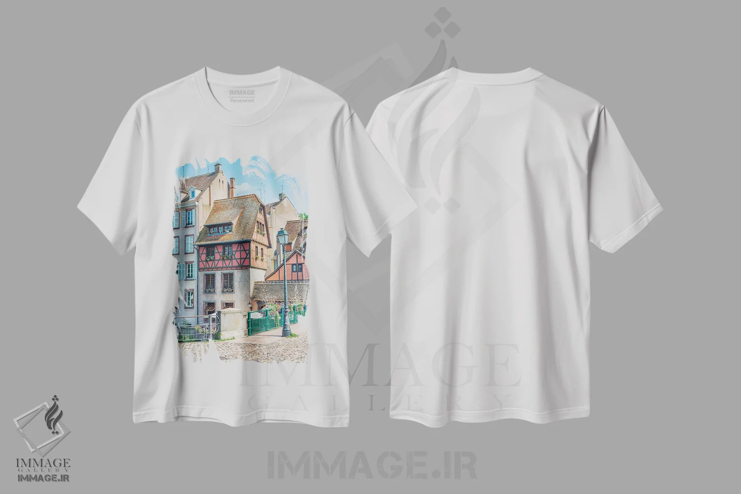 تیشرت سفید طرح دار شهر استراسبورگ، مدیوم اثر مانجیک پیکچرز | فروشگاه ایماژ