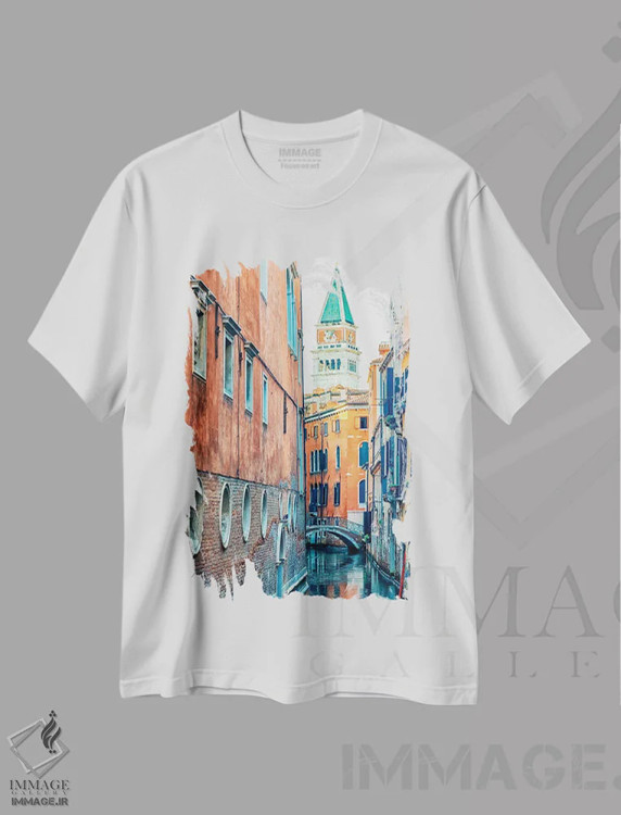 تیشرت سفید طرح دار نمای شهری ونیز، مدیوم اثر مانجیک پیکچرز | immage.ir