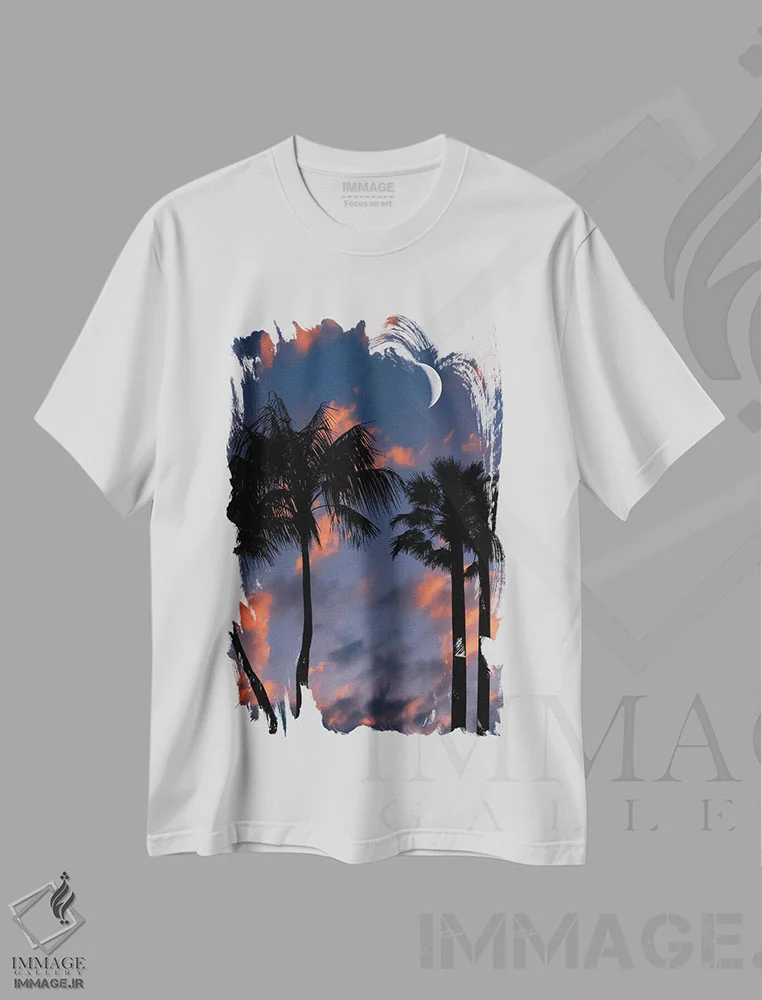 تیشرت سفید طرح دار شب گرمسیری، مدیوم اثر مانجیک پیکچرز | فروشگاه ایماژ
