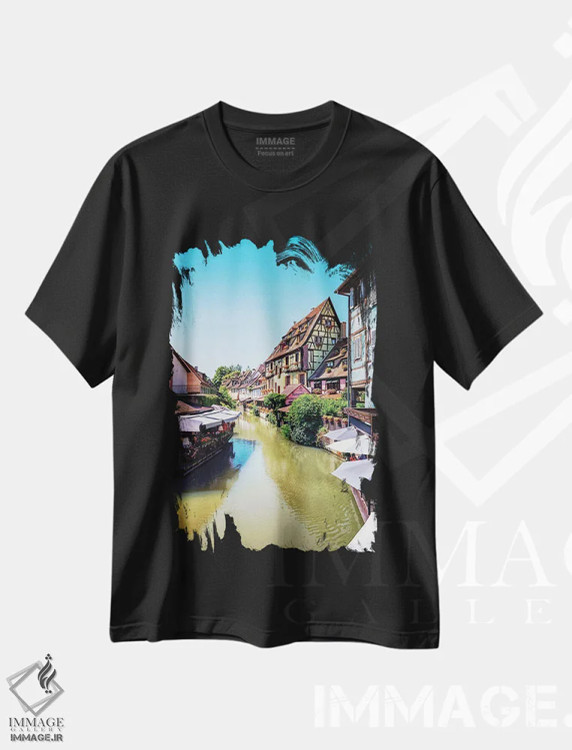 تیشرت مشکی طرح دار شهر کولمار، مدیوم اثر مانجیک پیکچرز | immage.ir