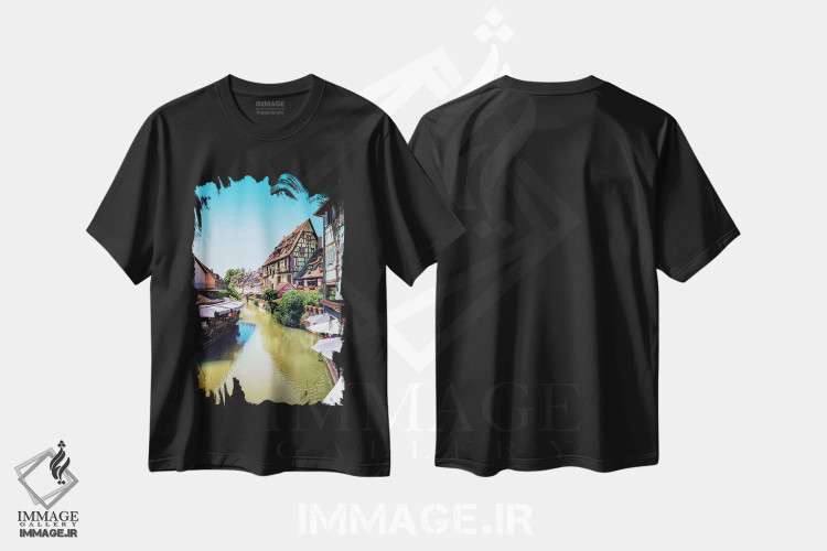 تیشرت مشکی طرح دار شهر کولمار، مدیوم اثر مانجیک پیکچرز | immage.ir