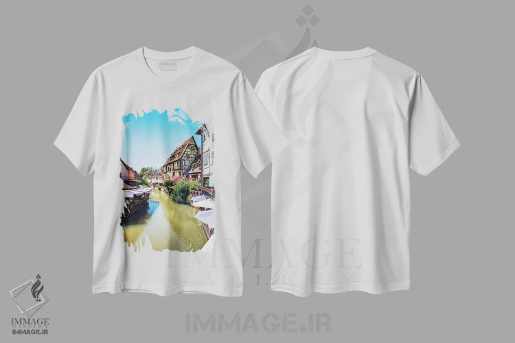 تیشرت سفید طرح دار شهر کولمار، مدیوم اثر مانجیک پیکچرز | فروشگاه ایماژ