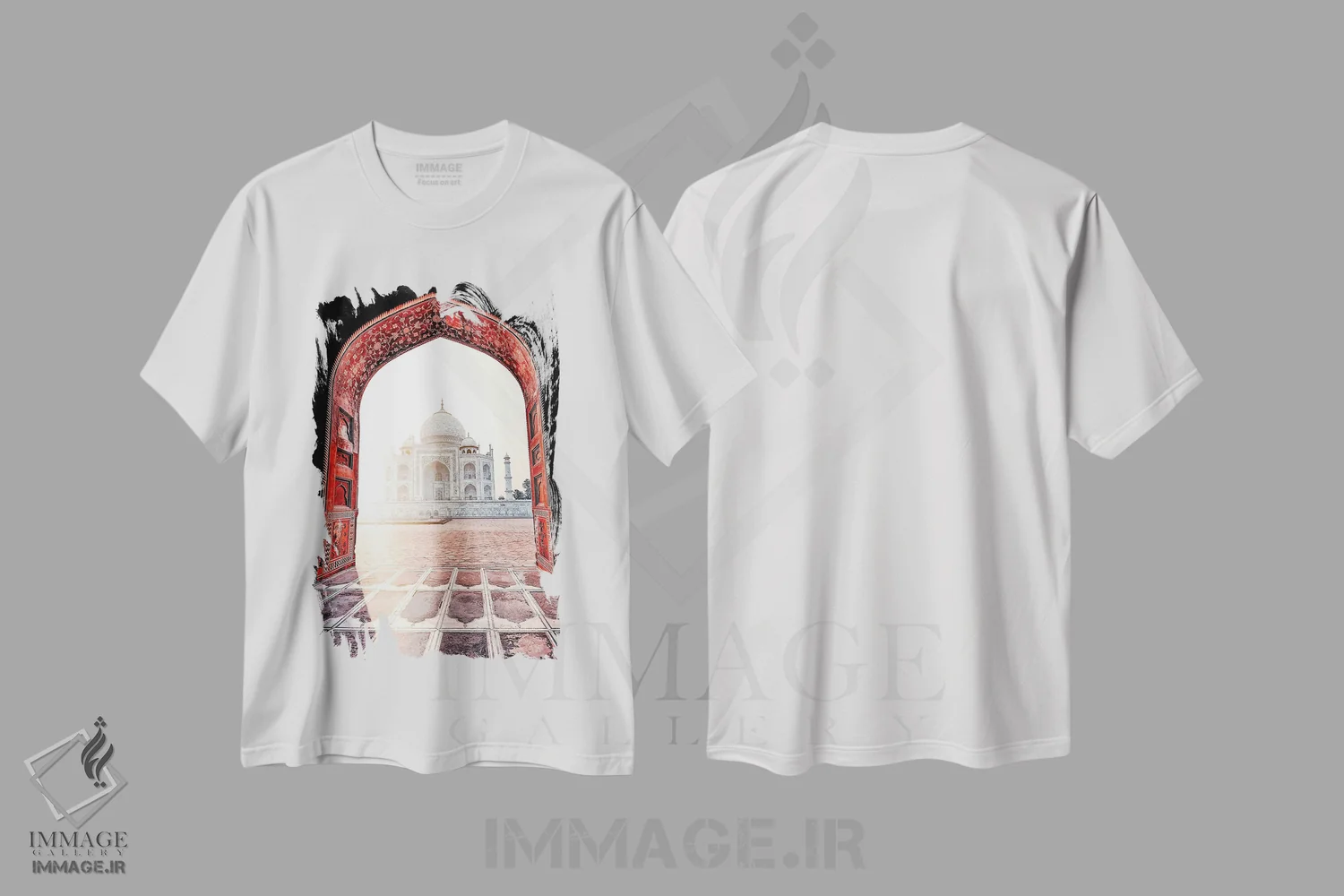 تیشرت سفید طرح دار تابش نور خورشید بر تاج محل، دکور آسیایی اثر مانجیک پیکچرز | immage.ir
