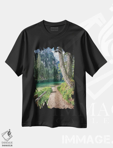 تیشرت مشکی طرح دار سفری در دولومیت ها، مدیوم اثر مانجیک پیکچرز | فروشگاه ایماژ
