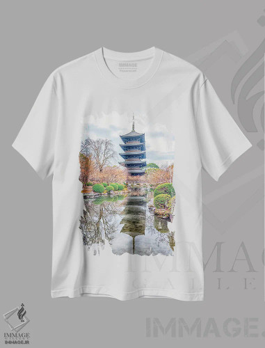 تیشرت سفید طرح دار معبد توجی، مدیوم اثر مانجیک پیکچرز | فروشگاه ایماژ