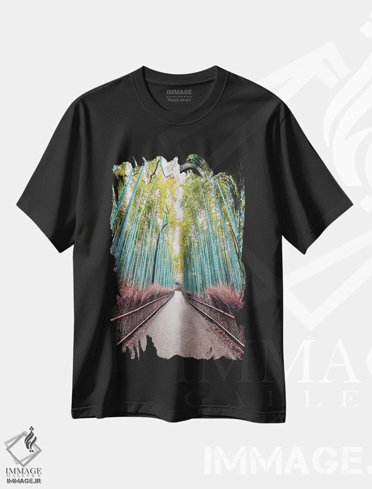 تیشرت مشکی طرح دار مسیر، مدیوم اثر مانجیک پیکچرز | فروشگاه ایماژ