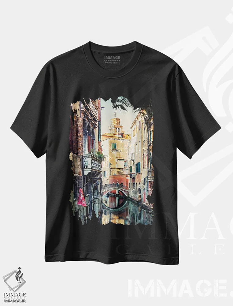 تیشرت مشکی طرح دار ونیز، مدیوم اثر مانجیک پیکچرز | فروشگاه ایماژ