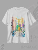 تیشرت سفید طرح دار خیابان سن تروپه، مدیوم اثر مانجیک پیکچرز | فروشگاه ایماژ
