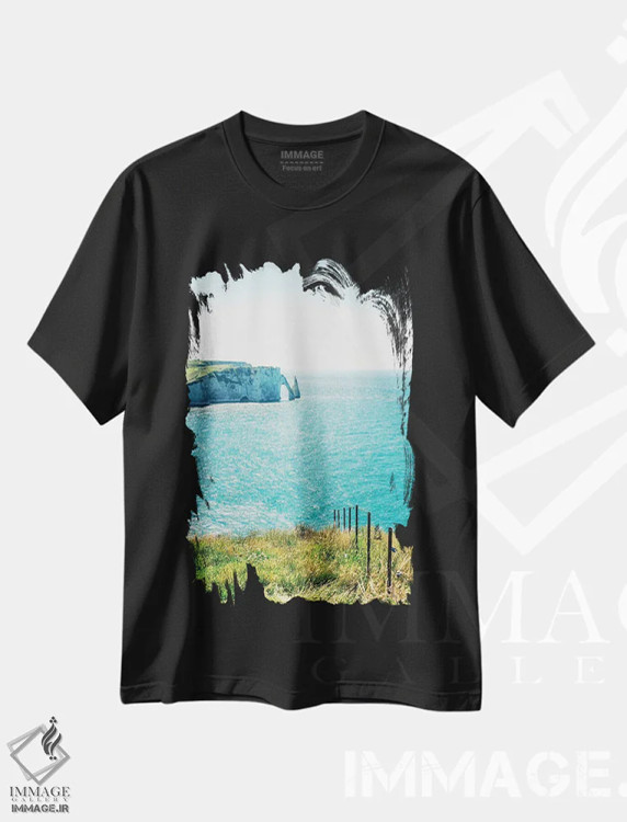 تیشرت مشکی طرح دار خط ساحلی نرماندی، مدیوم اثر مانجیک پیکچرز | immage.ir