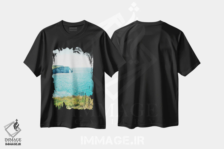 تیشرت مشکی طرح دار خط ساحلی نرماندی، مدیوم اثر مانجیک پیکچرز | immage.ir