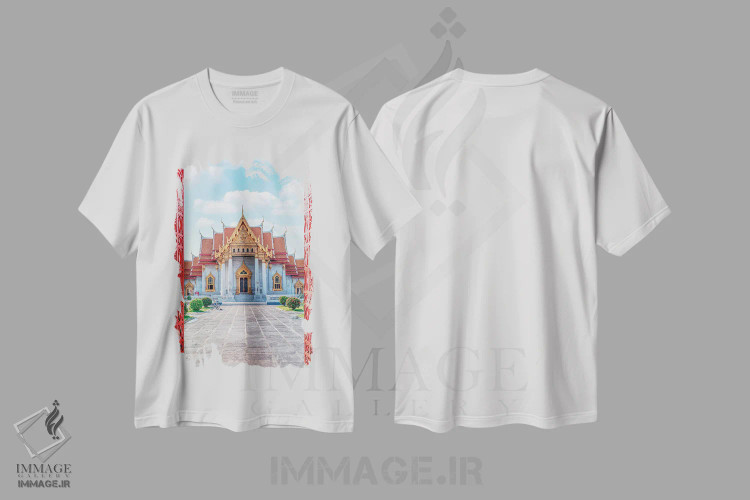 تیشرت سفید طرح دار راه معبد، مدیوم اثر مانجیک پیکچرز | immage.ir