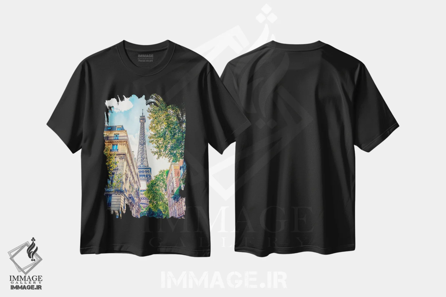تیشرت مشکی طرح دار پاریس رنگارنگ، مدیوم اثر مانجیک پیکچرز | فروشگاه ایماژ