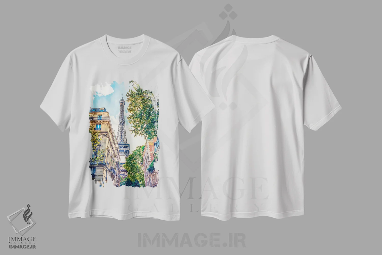 تیشرت سفید طرح دار پاریس رنگارنگ، مدیوم اثر مانجیک پیکچرز | immage.ir