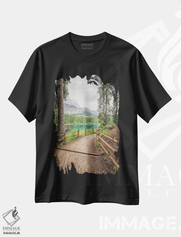 تیشرت مشکی طرح دار منظره جنوب تیرول، مدیوم اثر مانجیک پیکچرز | فروشگاه ایماژ