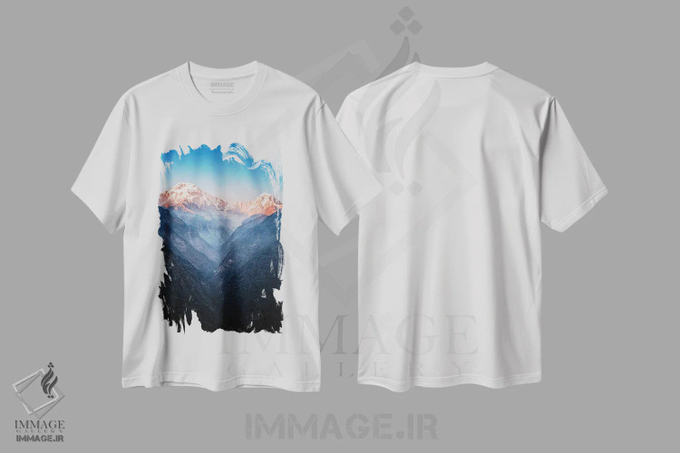 تیشرت سفید طرح دار غروب هیمالیا، مدیوم اثر مانجیک پیکچرز | immage.ir