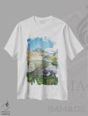 تیشرت سفید طرح دار دریاچه آلپی، مدیوم اثر مانجیک پیکچرز | فروشگاه ایماژ