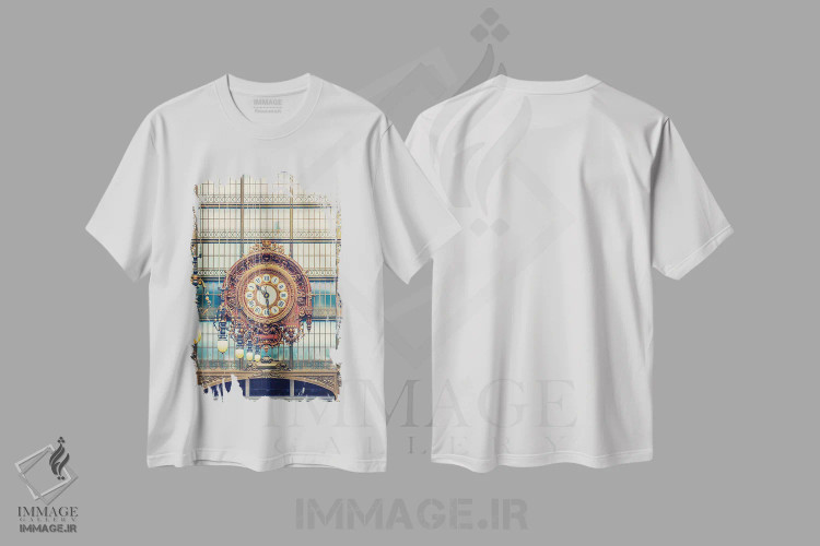 تیشرت سفید طرح دار ساعت، مدیوم اثر مانجیک پیکچرز | فروشگاه ایماژ
