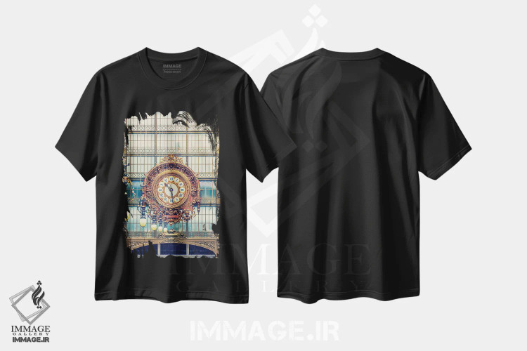 تیشرت مشکی طرح دار ساعت، مدیوم اثر مانجیک پیکچرز | immage.ir