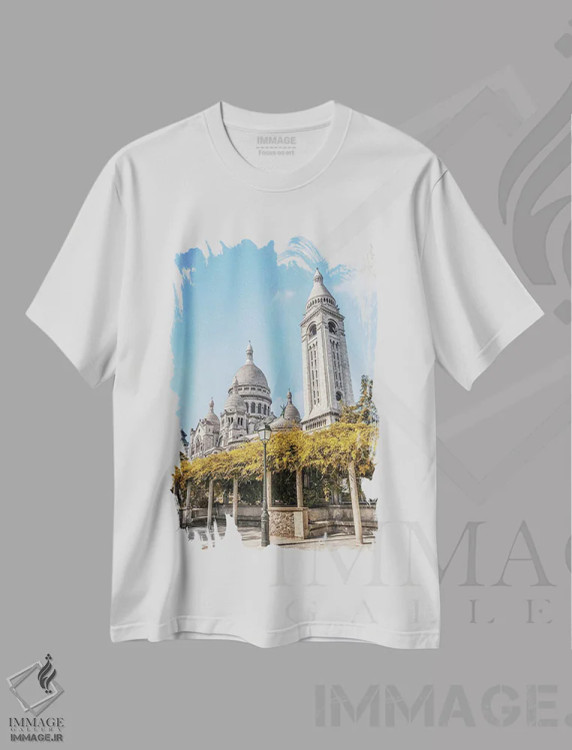 تیشرت سفید طرح دار مونمارتر در پاییز، مدیوم اثر مانجیک پیکچرز | فروشگاه ایماژ