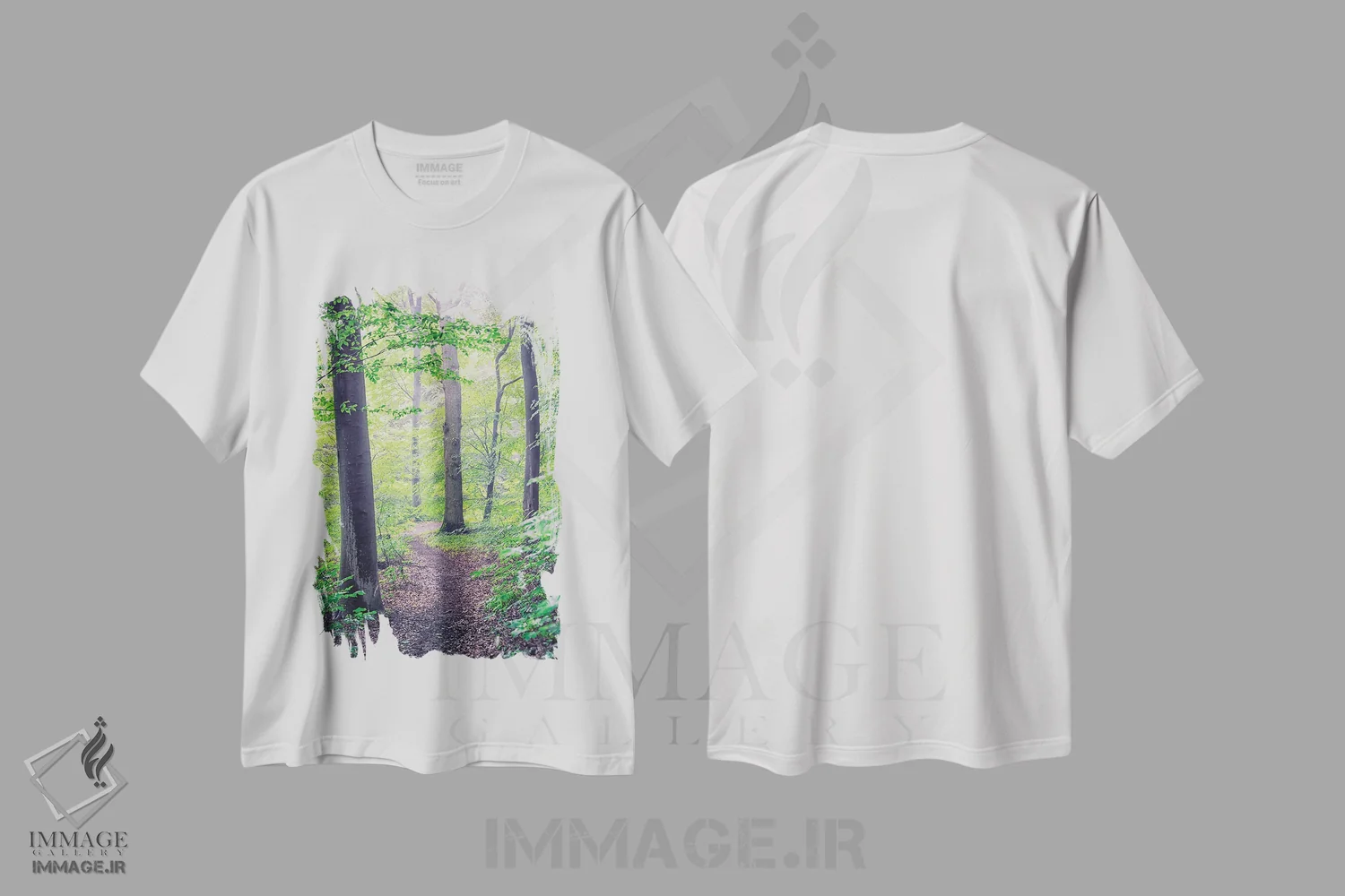 تیشرت سفید طرح دار جنگل آلمانی، مدیوم اثر مانجیک پیکچرز | فروشگاه ایماژ