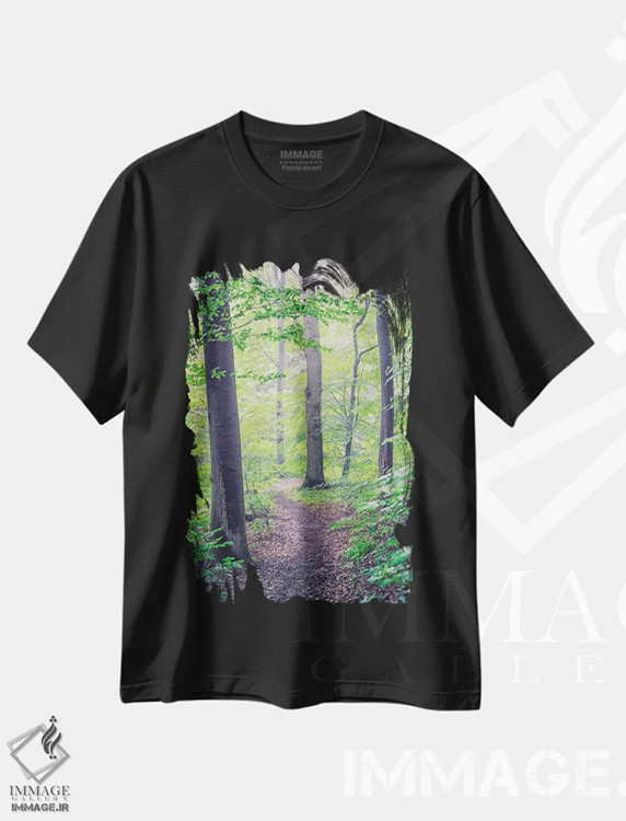تیشرت مشکی طرح دار جنگل آلمانی، مدیوم اثر مانجیک پیکچرز | immage.ir