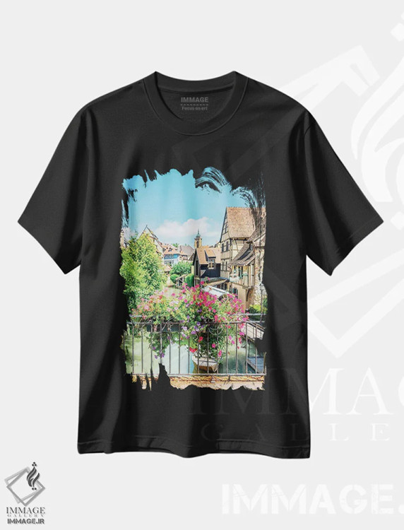 تیشرت مشکی طرح دار ونیز کوچک، مدیوم اثر مانجیک پیکچرز | فروشگاه ایماژ