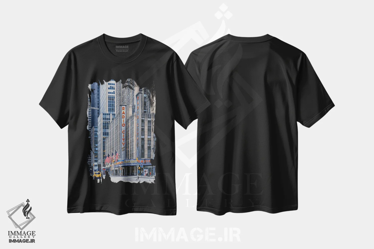 تیشرت مشکی طرح دار رادیو سیتی، مدیوم اثر مانجیک پیکچرز | immage.ir