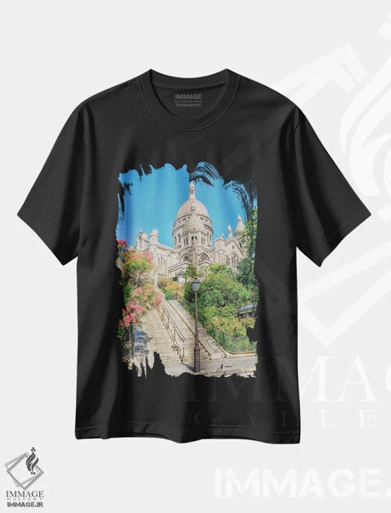 تیشرت مشکی طرح دار مونمارتر زیبا، مدیوم اثر مانجیک پیکچرز | فروشگاه ایماژ