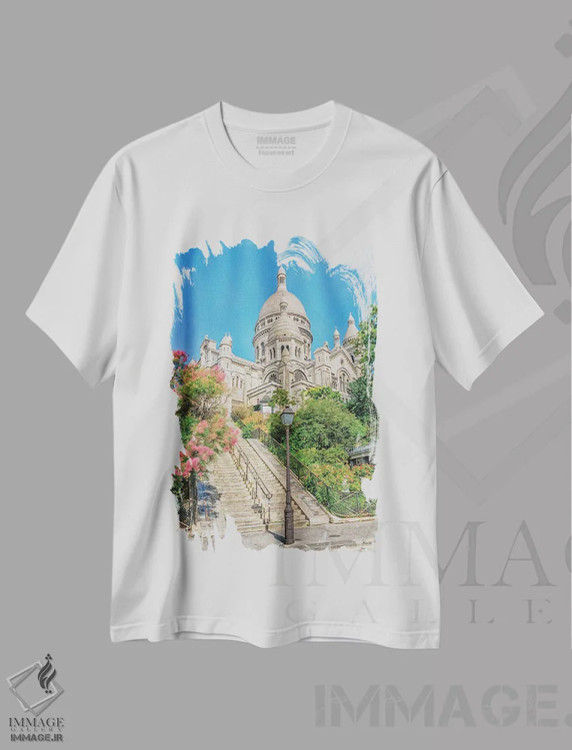 تیشرت سفید طرح دار مونمارتر زیبا، مدیوم اثر مانجیک پیکچرز | immage.ir