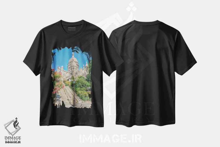 تیشرت مشکی طرح دار مونمارتر زیبا، مدیوم اثر مانجیک پیکچرز | فروشگاه ایماژ