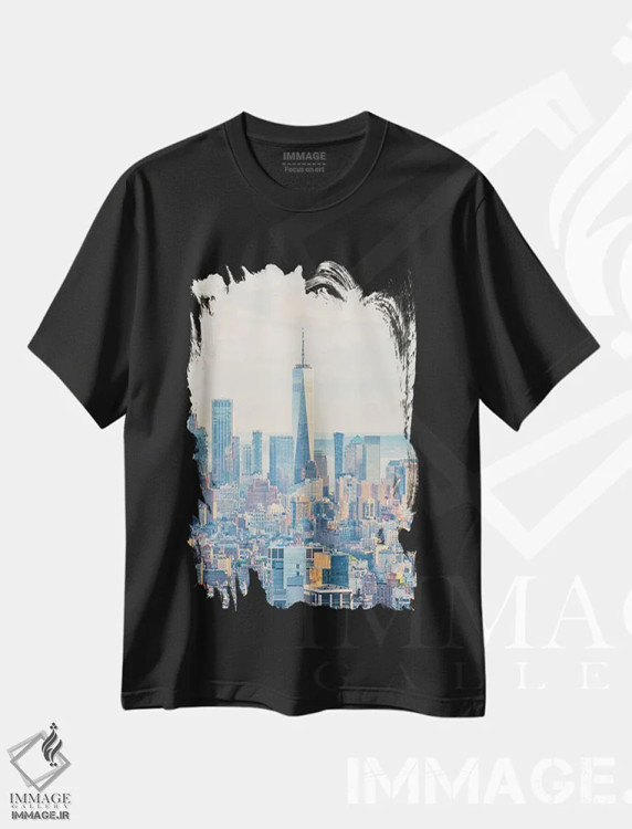 تیشرت مشکی طرح دار مرکز تجارت جهانی، مدیوم اثر مانجیک پیکچرز | immage.ir