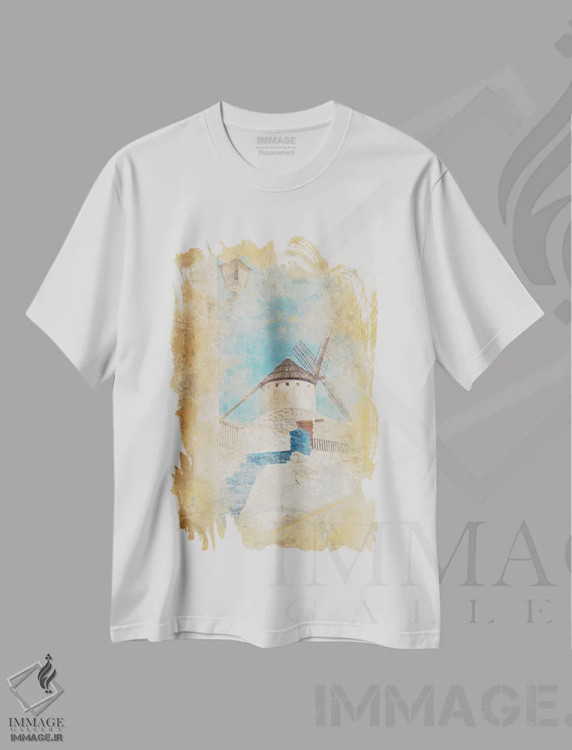 تیشرت سفید طرح دار آبرنگ لامانچا، مدیوم اثر مانجیک پیکچرز | فروشگاه ایماژ