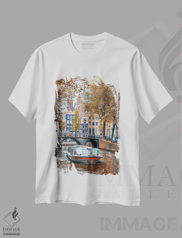 تیشرت سفید طرح دار آمستردام رمانتیک، مدیوم اثر مانجیک پیکچرز | فروشگاه ایماژ