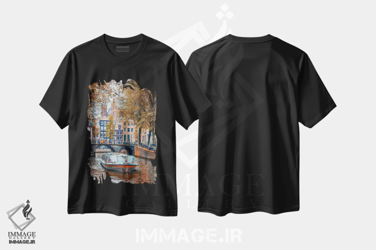 تیشرت مشکی طرح دار آمستردام رمانتیک، مدیوم اثر مانجیک پیکچرز | immage.ir