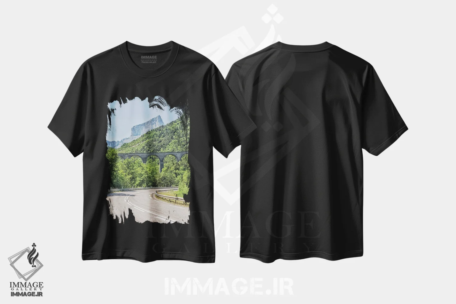 تیشرت مشکی طرح دار جاده آلپ، مدیوم اثر مانجیک پیکچرز | فروشگاه ایماژ