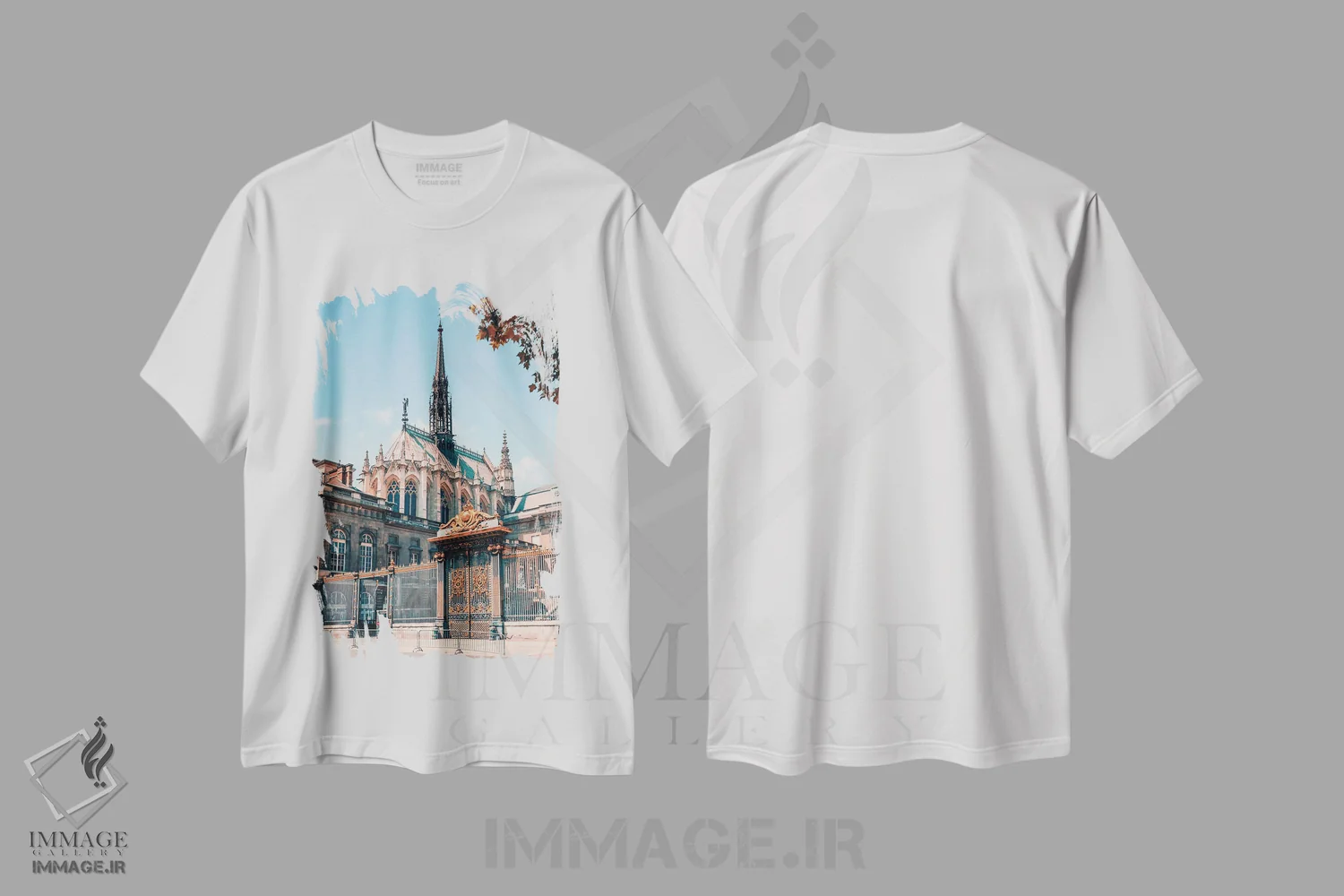 تیشرت سفید طرح دار مرکز شهر پاریس، مدیوم اثر مانجیک پیکچرز | فروشگاه ایماژ
