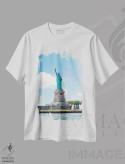 تیشرت سفید طرح دار مجسمه آزادی، مدیوم اثر مانجیک پیکچرز | immage.ir