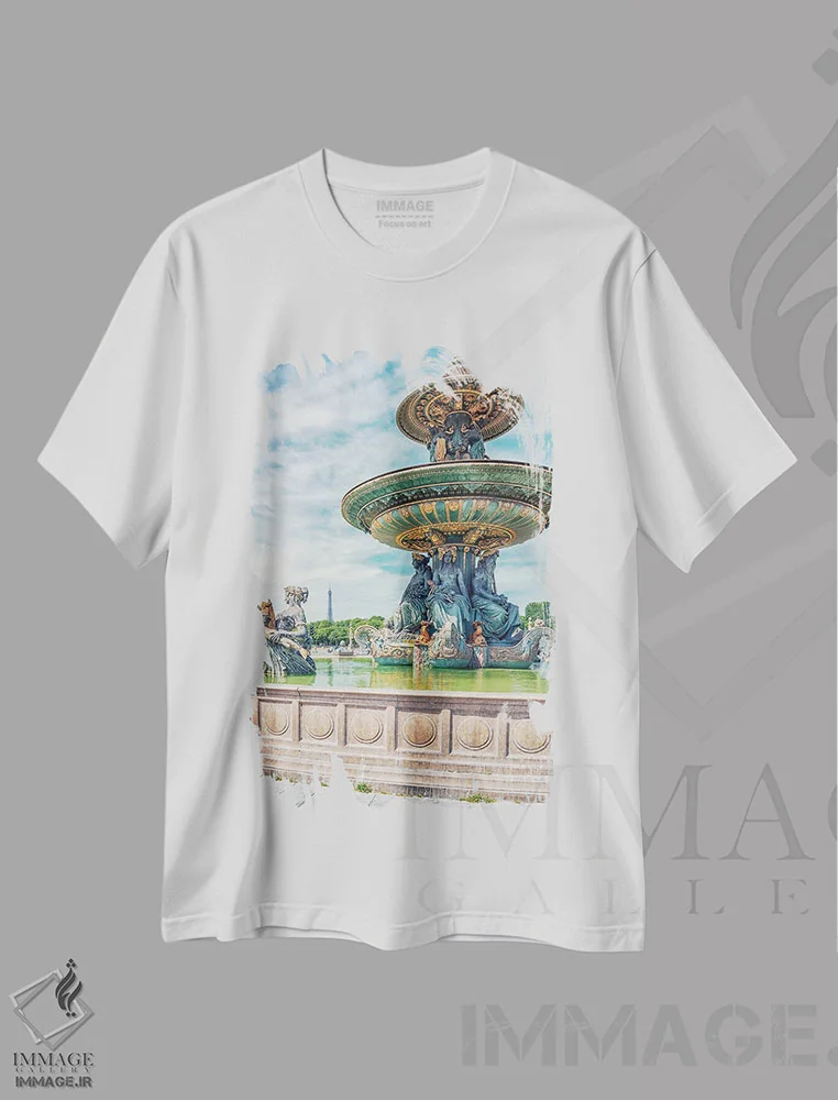 تیشرت سفید طرح دار فواره کنکورد، مدیوم اثر مانجیک پیکچرز | فروشگاه ایماژ