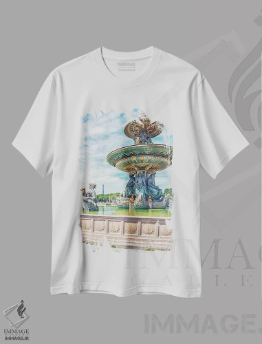 تیشرت سفید طرح دار فواره کنکورد، مدیوم اثر مانجیک پیکچرز | فروشگاه ایماژ