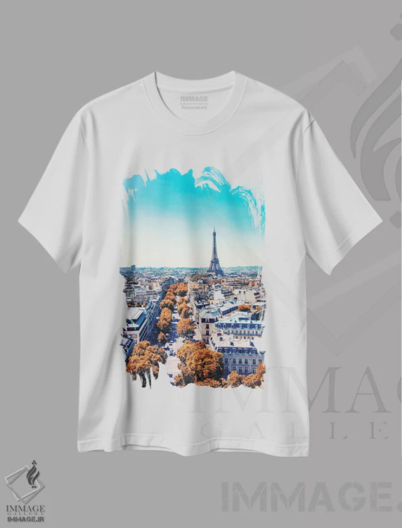 تیشرت سفید طرح دار نوامبر در پاریس، مدیوم اثر مانجیک پیکچرز | فروشگاه ایماژ