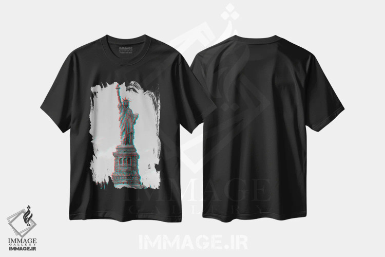 تیشرت مشکی طرح دار آزادی گلیچ شده، مدیوم اثر مانجیک پیکچرز | فروشگاه ایماژ