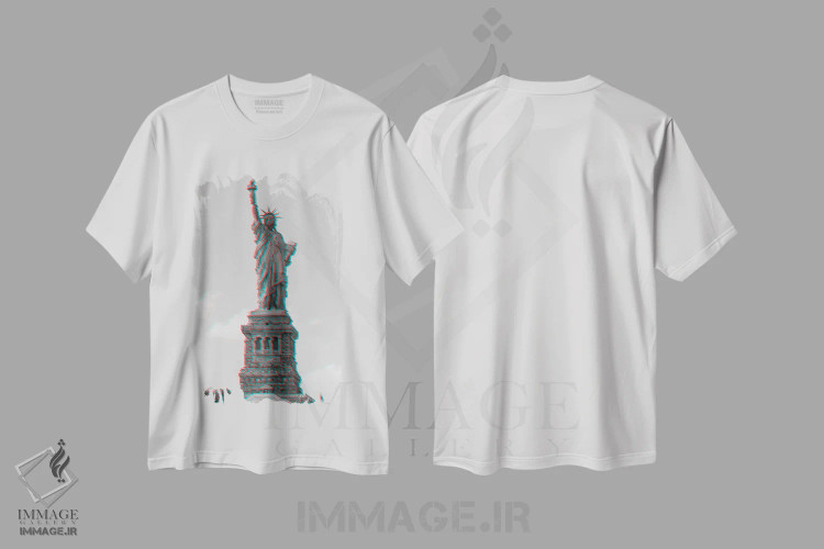 تیشرت سفید طرح دار آزادی گلیچ شده، مدیوم اثر مانجیک پیکچرز | immage.ir