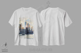 تیشرت سفید طرح دار غروب در نیویورک، مدیوم اثر مانجیک پیکچرز | فروشگاه ایماژ
