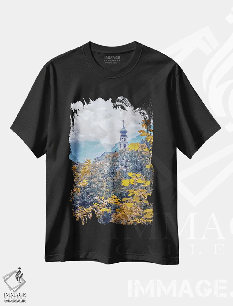 تیشرت مشکی طرح دار دولومیت ها در پاییز، مدیوم اثر مانجیک پیکچرز | immage.ir
