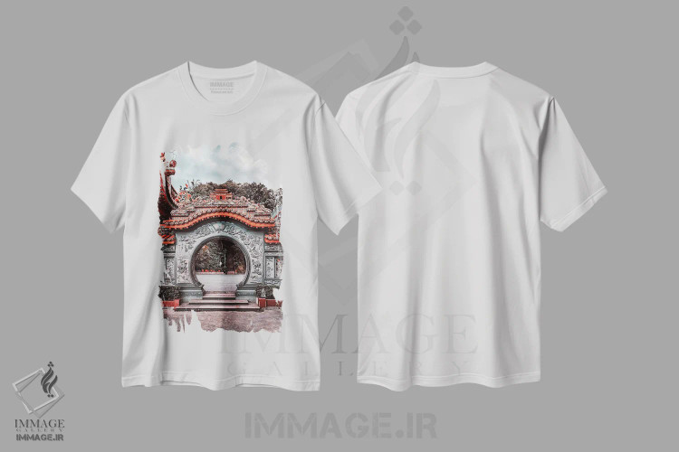 تیشرت سفید طرح دار دَر چینی، مدیوم اثر مانجیک پیکچرز | فروشگاه ایماژ
