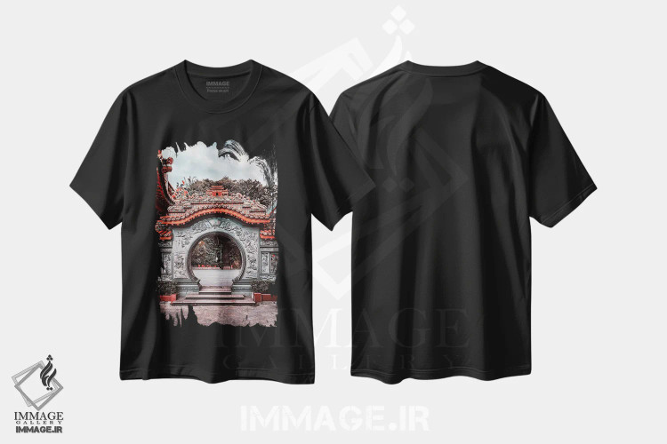 تیشرت مشکی طرح دار دَر چینی، مدیوم اثر مانجیک پیکچرز | immage.ir