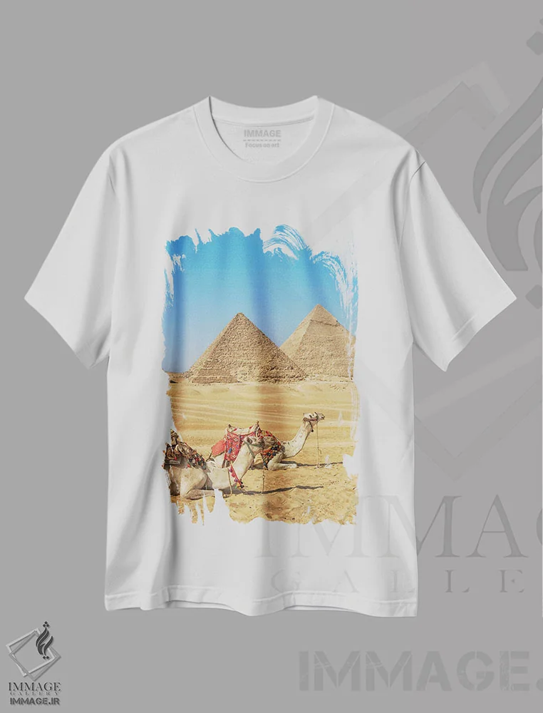 تیشرت سفید طرح دار نمای جیزه، مدیوم اثر مانجیک پیکچرز | فروشگاه ایماژ
