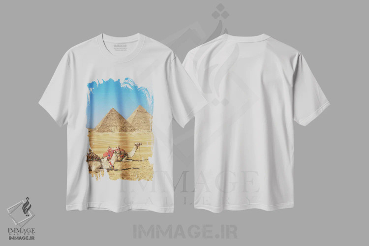تیشرت سفید طرح دار نمای جیزه، مدیوم اثر مانجیک پیکچرز | فروشگاه ایماژ