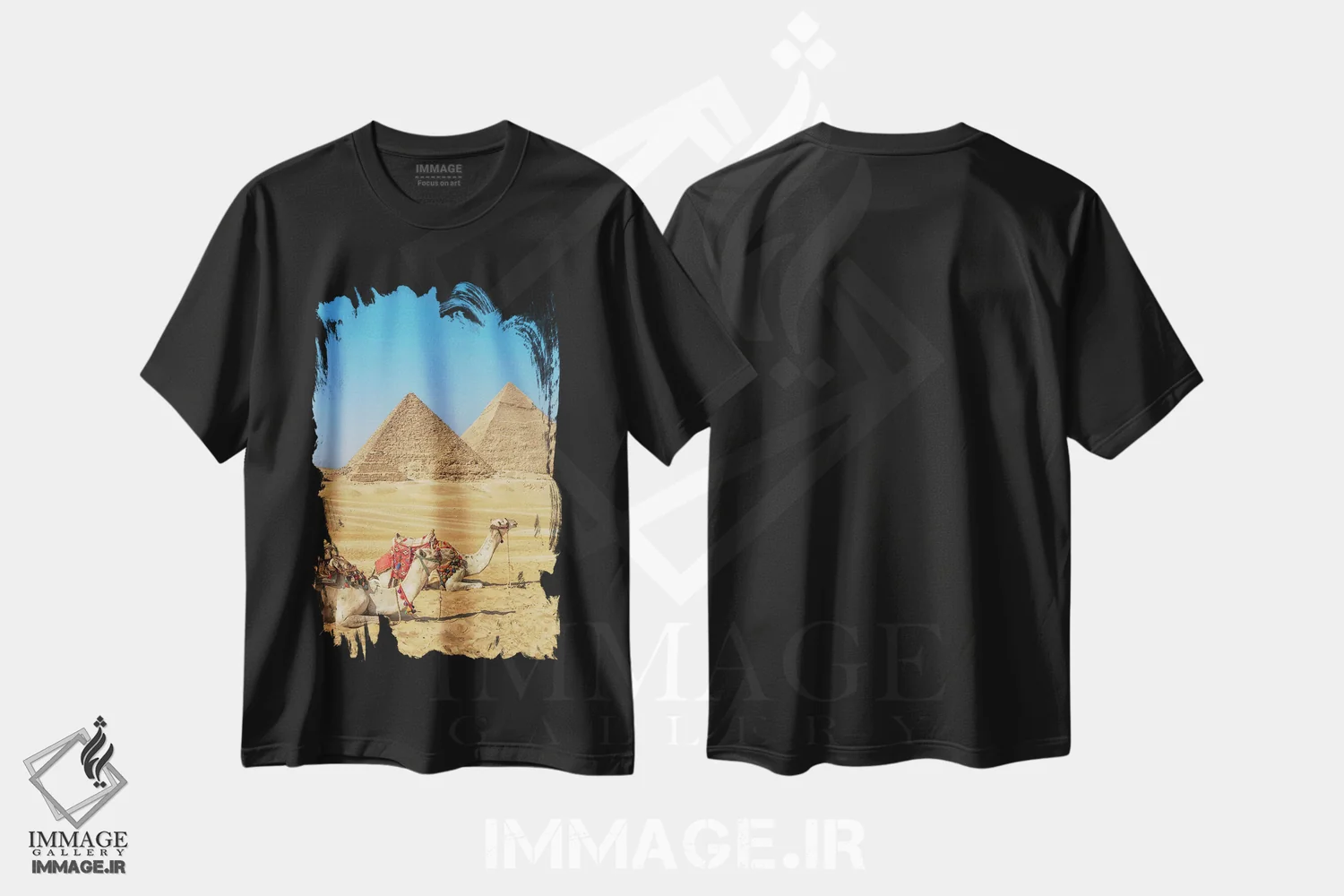 تیشرت مشکی طرح دار نمای جیزه، مدیوم اثر مانجیک پیکچرز | immage.ir