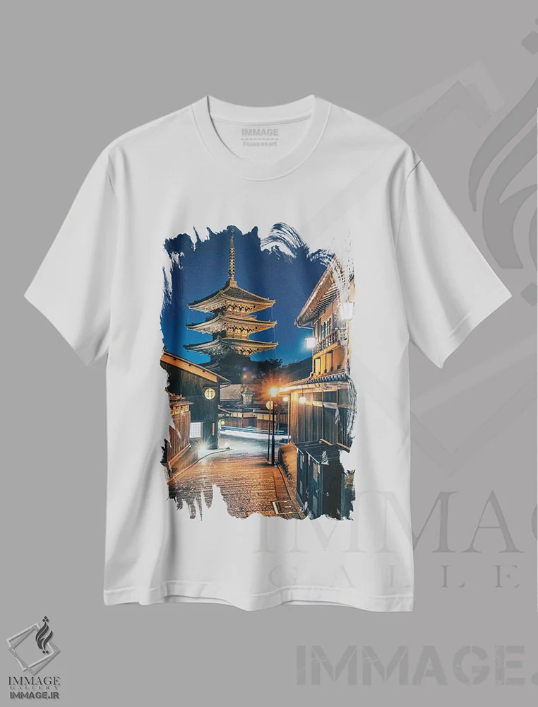 تیشرت سفید طرح دار شب کیوتو، مدیوم اثر مانجیک پیکچرز | immage.ir